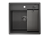 KS-5051, ГРАФИТ МАТОВЫЙ, стальная кухонная мойка KITCHEN SPACE