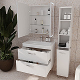 Тумба подвесная Style line Каре 80, 2 ящика, Люкс белая, под раковину, PLUS