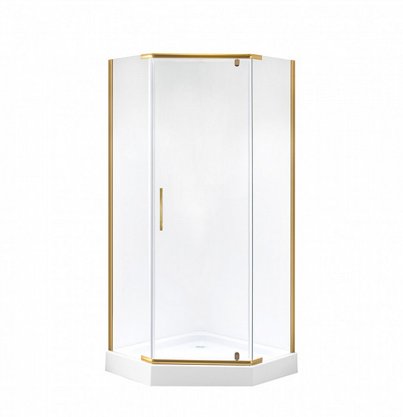 Душ. ограждение NG-6405-08 GOLD (90*90*190) трапеция, дверь распашная, 1 место