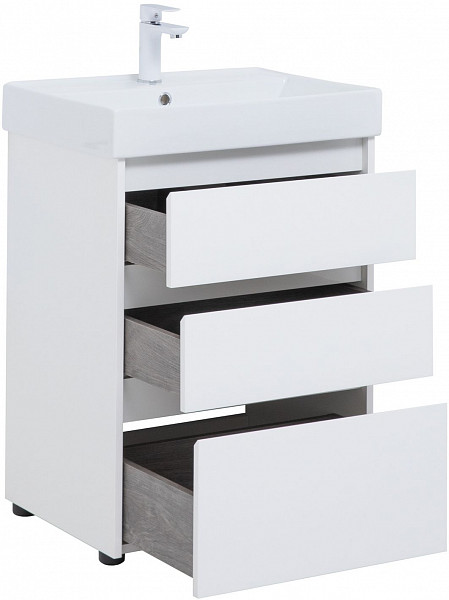Тумба под раковину Aquanet Nova Lite 60 белый глянец (3 ящика) 00302469