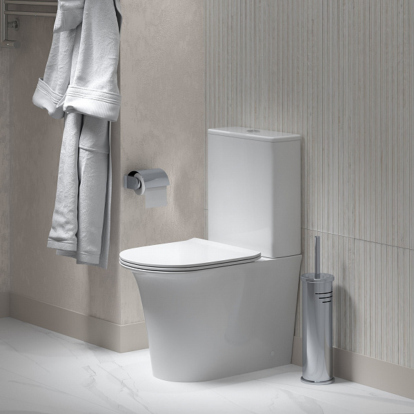 Унитаз Galaxy GR-4469S (610*365*830) напольный БЕЗОБОДКОВЫЙ с тонкой крышкой, 2 места