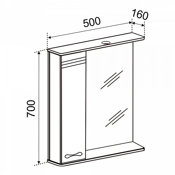 Зеркало со шкафчиком Emmy Рио (Левое) 50х70