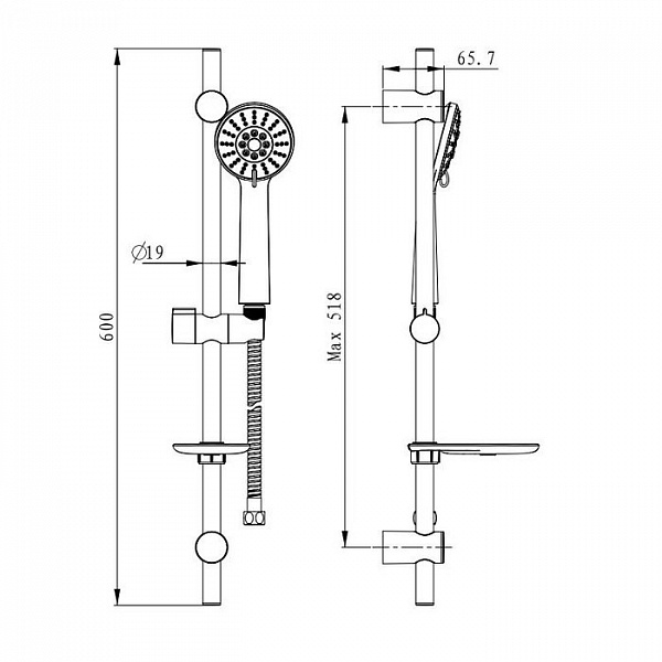 Душевой гарнитур, 350, Milardo, 3503F60M16