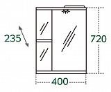 Зеркальный шкаф Ника 40, свет, фацет, правый Санта 101083
