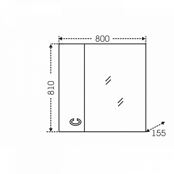 Зеркальный шкаф Коралл 80, свет, левый Санта 118001