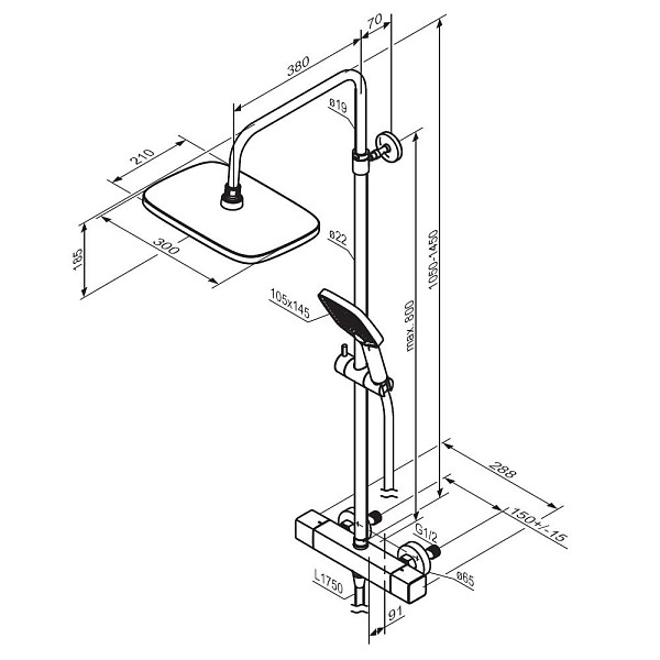 953800000 Gala душевая система с душевым ТМС смесителем, хром