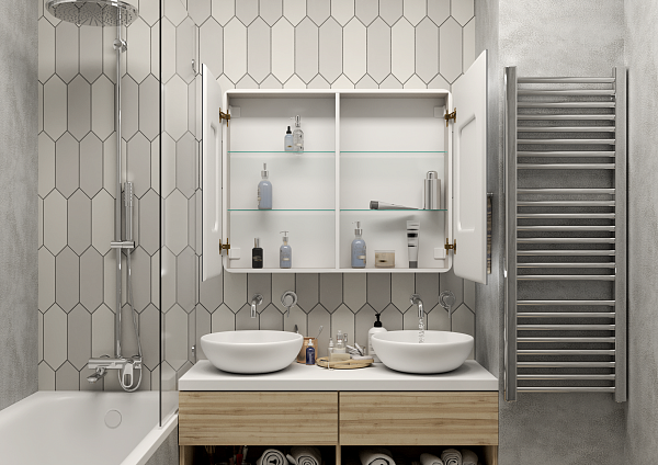 Зеркало-шкаф Континент "Elliott LED" 1000х800 с датчиком движения, розеткой