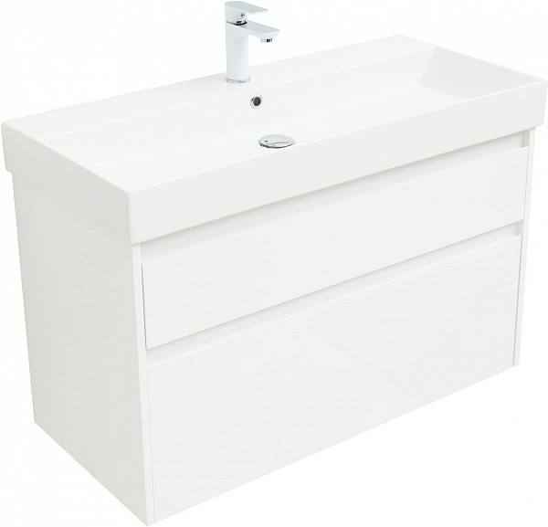 Тумба под раковину Aquanet Nova Lite 100 (SLIM SYNERGY) белый, 2 ящика 00249940