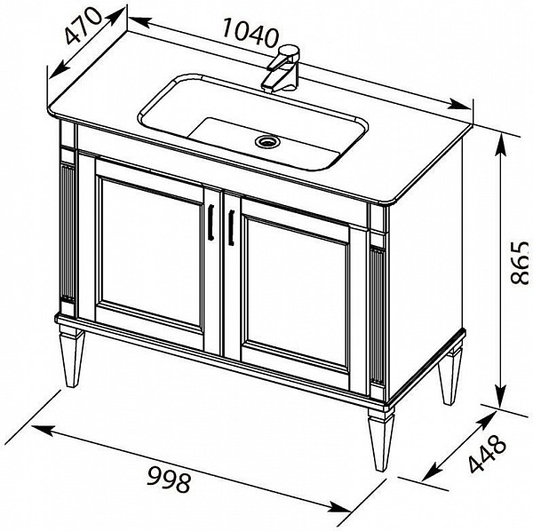 Тумба под раковину Aquanet Селена 105 белый/серебро (2 дверцы) 00201650