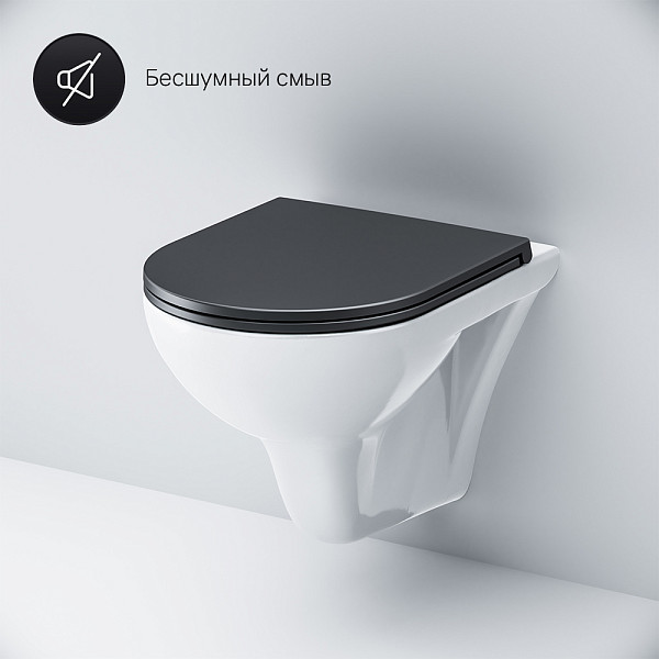 C901700SCmb Gem подвесной унитаз FlashClean с черным матовым сиденьем микролифт