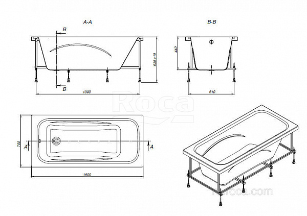 Акриловая ванна Roca Line 150х70 ZRU9302982