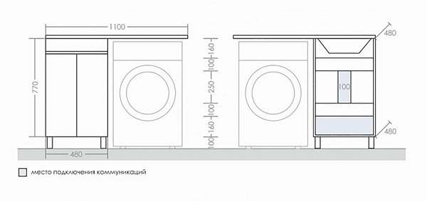 Тумба под раковину СаНта Марс 50 см 700264