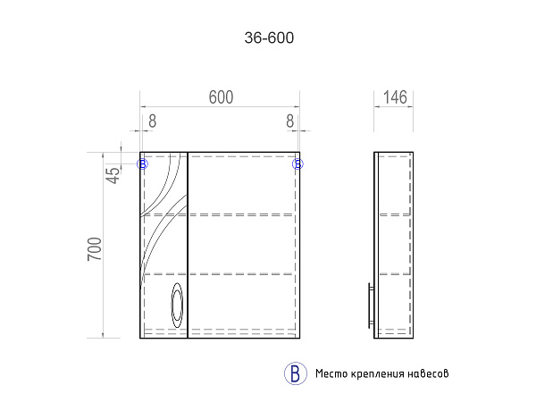 Зеркальный шкаф VIGO Mirella-600