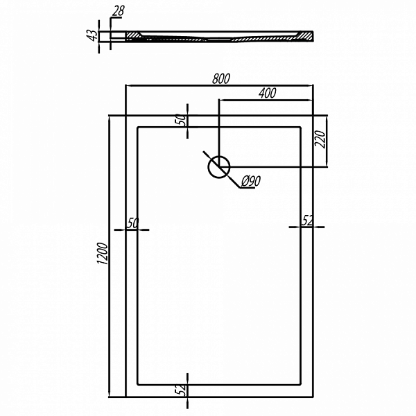 Душевой поддон Aquaton Калифорния 120х80 прямоугольный белый 1A714236CA010