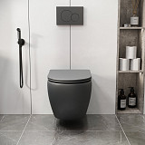 Унитаз GR-4411GMS Color (550*365*395) СЕРЫЙ МАТОВЫЙ подвесной БЕЗОБОДКОВЫЙ