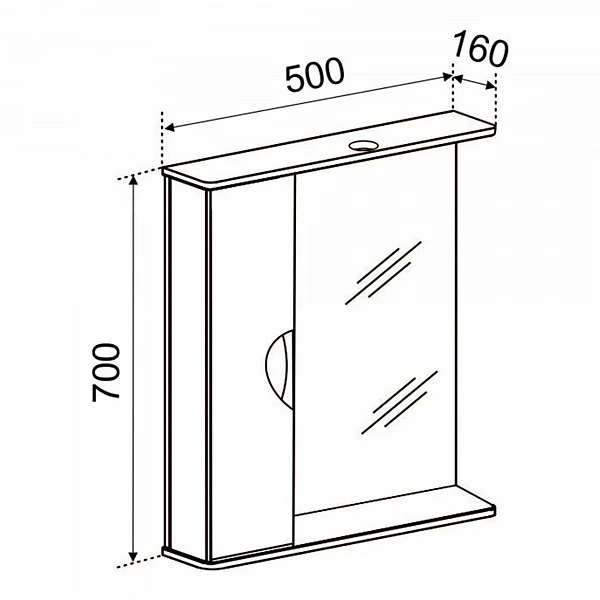 Зеркало со шкафчиком Emmy Милли (Левое) 50х70