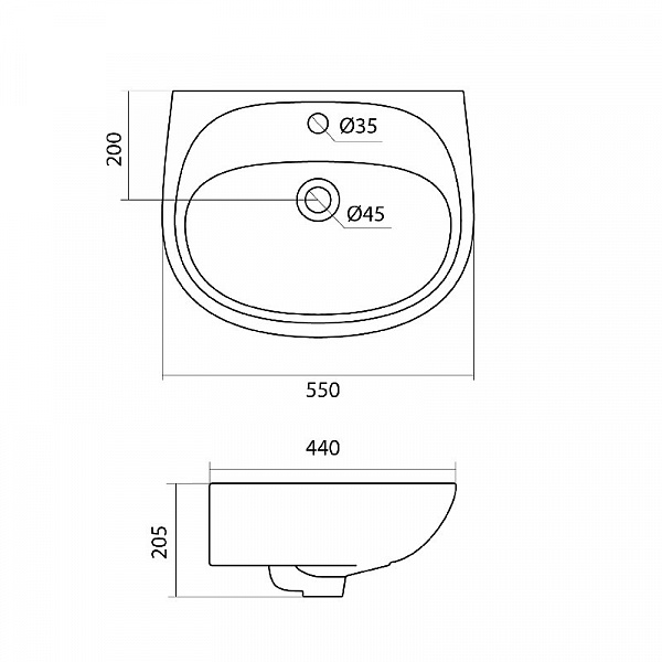 Полукруглая раковина Santek Анимо 55 1WH110502