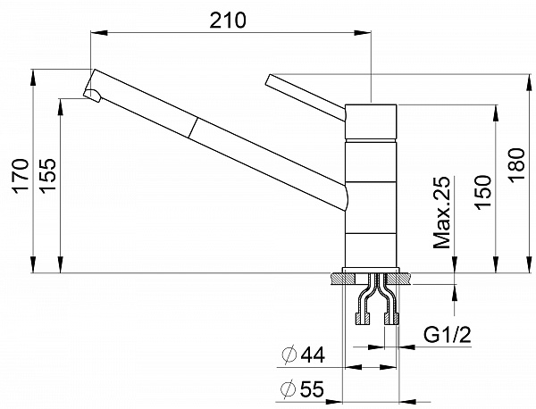 Смеситель для кухни Granula GR-0010 эспрессо, 0010es