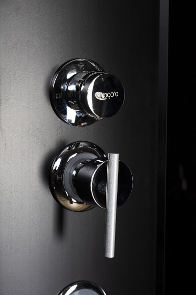 Душ.каб. NG-6501-14F (900х900х2150) средний поддон(26см) стекло ТОНИРОВАННОЕ алюм черный 4 места