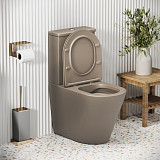 Унитаз GR-4480BRLMS Color (620*365*810) СВЕТЛО-КОРИЧНЕВЫЙ МАТОВЫЙ напольный БЕЗОБОДКОВЫЙ, 2 места