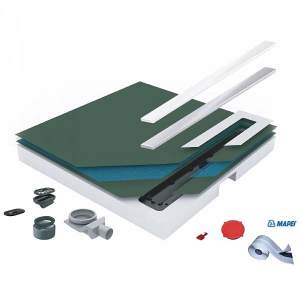 Душевой поддон под плитку Confluo Board UNI 1200 со встроенный лотком Frameless Line Black Glass 550 Pestan