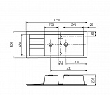 Мойка для кухни Aquaton Торина прямоугольная с крылом и дополнительной чашей латте 1A712032TR260