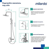 Смеситель для ванны с верхним душем, глянцевый хром, Rora, Milardo, RORSB4FM06