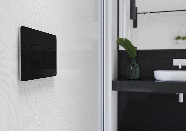 Клавиша ACCENTO для инсталляций Cersanit AQUA 50 пневматическая стекло черный P-BU-ACN-CIR-PN/Bl/Gl