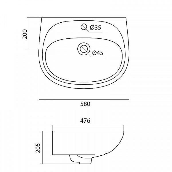 Полукруглая раковина Santek Анимо 60 1WH110508