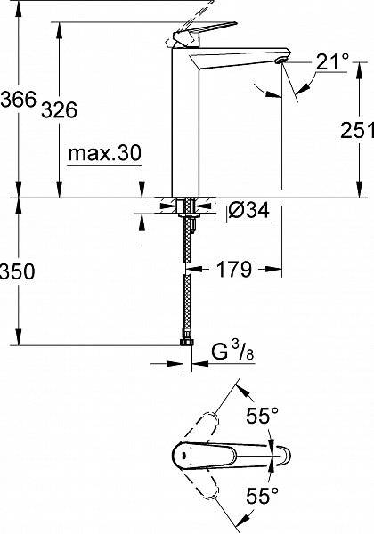 Смеситель для раковины Grohe Eurodisc Cosmopolitan 23432000