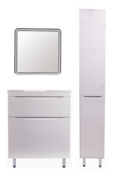 Тумба напольная "Бергамо мини 70" (2 ящ.) Люкс антискрейтч белый, под раковину, PLUS