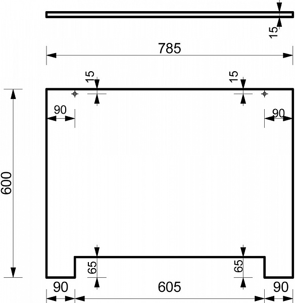 Торцевая сторона экрана для ванны Эстет  Альфа 80 см ФР-00001365