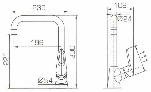 Смеситель для кухни Bravat Eco-D высокий излив F793158C-1