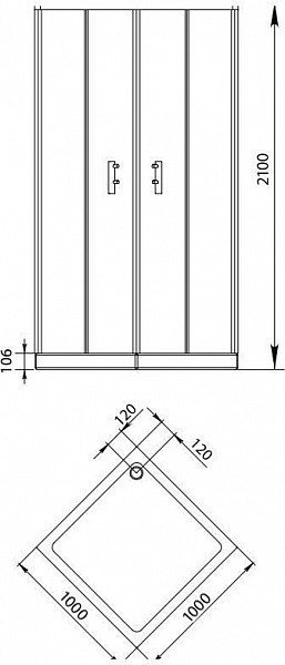 Душевой уголок Aquanet Alfa Cube NAA1142 100x100, прозрачное стекло NAA1142