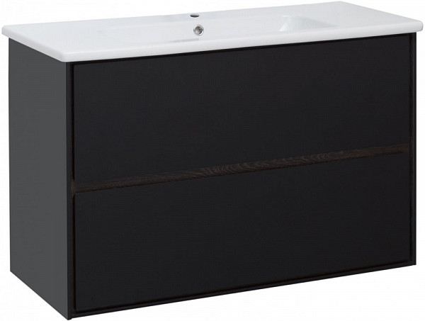 Тумба под раковину Aquanet Милан 100 черный глянец 00269299