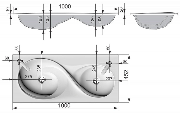 Раковина на тумбу Velvex Otto 100 см rkOTT.100-81