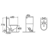 Унитаз-компакт Azario FRETTA Square N 340х650х770 напольный, безободковый, c быстросъемным сиденьем микролифт (AZ-1038A N)