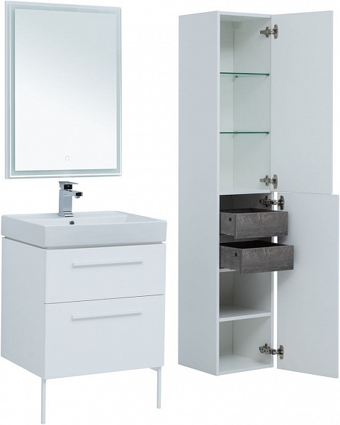 Тумба под раковину Aquanet Nova 60 белый (2 ящика) 00242279