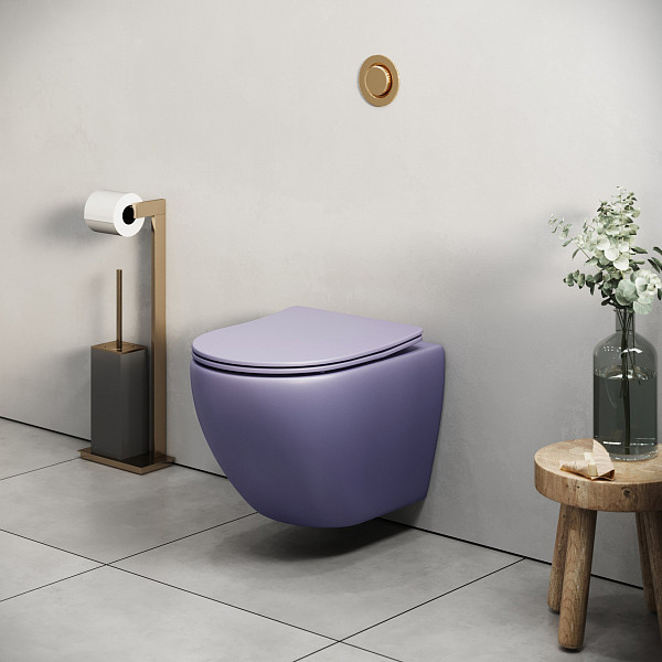 Унитаз GR-4455LIMS Color (485*365*360) ФИОЛЕТОВЫЙ МАТОВЫЙ подвесной БЕЗОБОДКОВЫЙ, 1 место