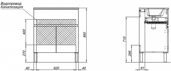 Тумба под раковину Aquanet Алвита New 70 1 ящик, 2 дверцы, серый 00303899