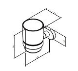 A7434300 Sense L, Стеклянный стакан с настенным держателем, хром