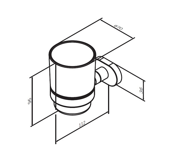 A7434300 Sense L, Стеклянный стакан с настенным держателем, хром
