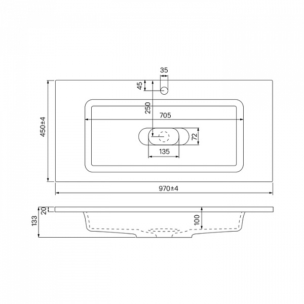 Умывальник мебельный 100 см, 450, IDDIS, 4501000i28
