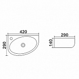 Раковина Azario 42х29х14, подвесная левая, белая (AZ-4519A)