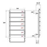 Полотенцесушитель электрический Point Ника PN08858 П6 500x800 диммер справа, хром