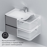 M30FHX0802FG Sensation, База под раковину, подвесная, 80 см, ящики, серый шелк, глянцевая, шт