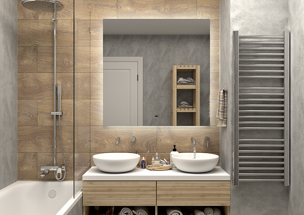 Зеркало Континент "Trezhe Led" 1000х1000 с бесконтактным сенсором, холодная подсветка