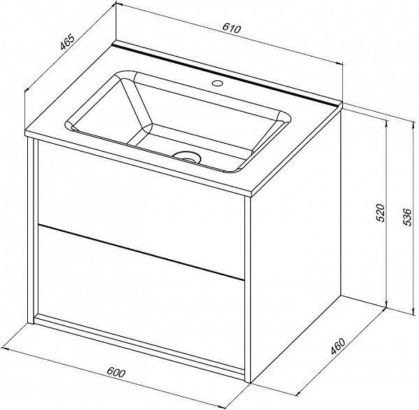 Тумба под раковину Aquanet Lino 60 (Flat) белый глянец 00287540