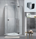 Душевое ограждение "KOLLER POOL" NEON N90RСB 900x900x1950 прозрачное Transparent  8мм CALC FREE хром/чёрный