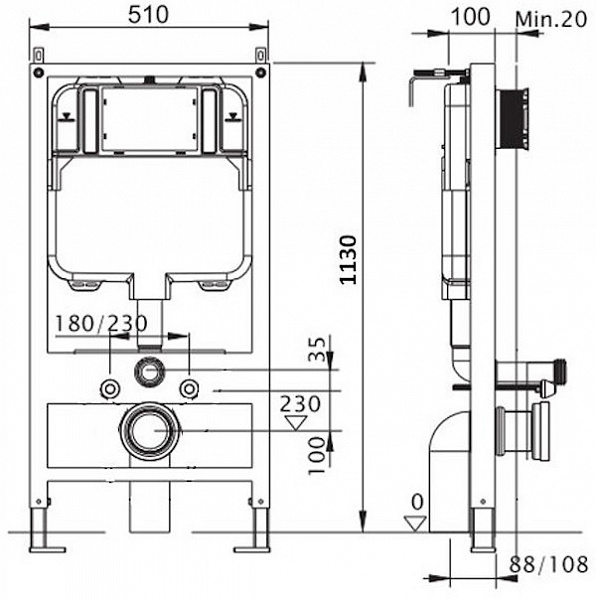 Комплект: Инсталляция Aquatek Standart 51  INS-0000001 и Унитаз подвесной Grossman GR-4455S безободковый с тонкой крышкой  GR-4455S 